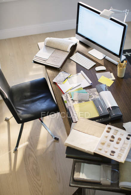 High angle view of interior designer desk — Stock Photo