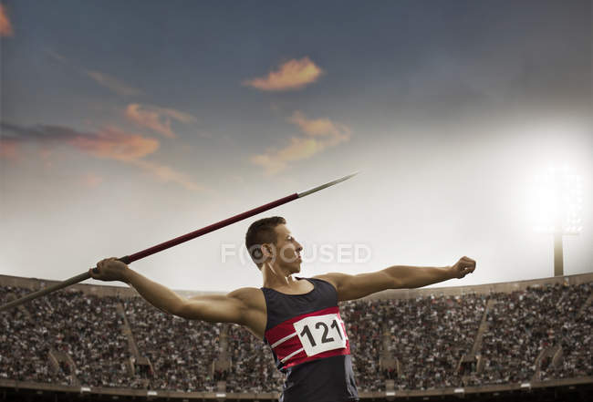 Athlétisme athlète lancer javelot — Photo de stock