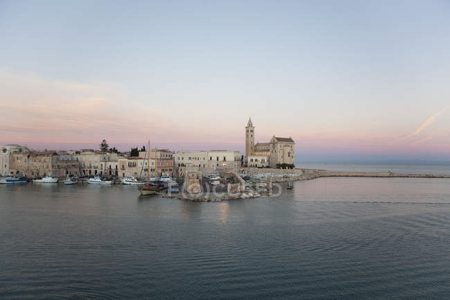 Town on island in still rural lake — Stock Photo
