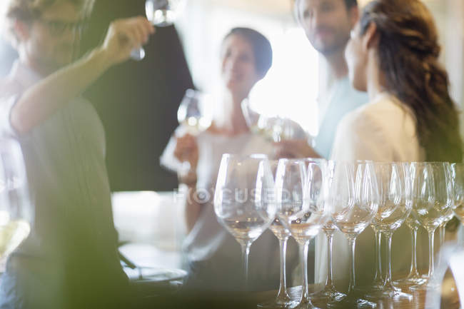 Freunde Weinprobe im Weingut Verkostungsraum — Stockfoto