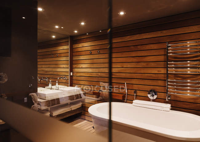 Ванна и раковина в современной ванной комнате — стоковое фото