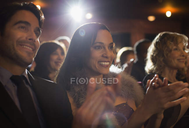 Close up view of clapping theater audience — Stock Photo