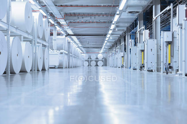 Large paper spools in printing plant — Stock Photo