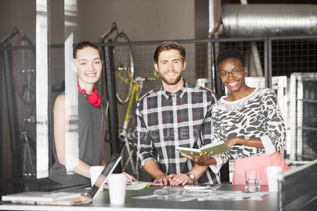 Portrait creative business people working in office — Stock Photo
