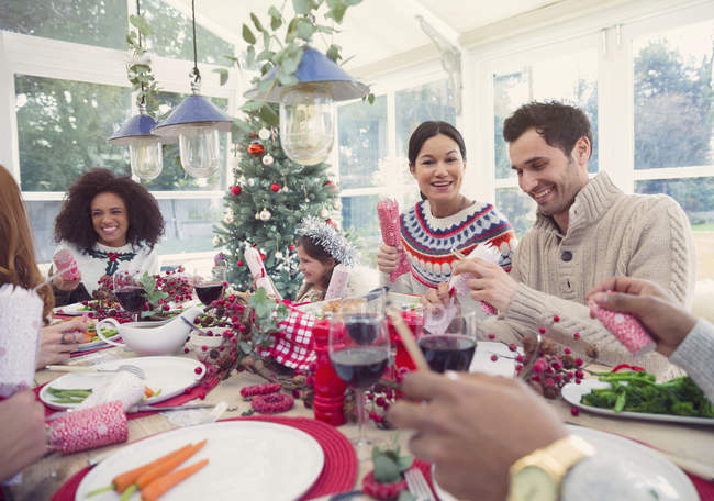 Family enjoying Christmas dinner — Stock Photo