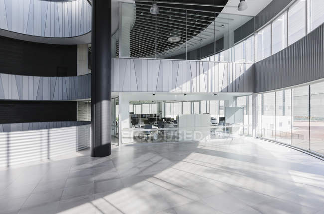 Modern architectural office lobby interior — Stock Photo