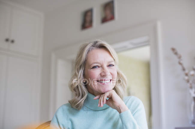 Portrait smiling, confident mature woman — Stock Photo