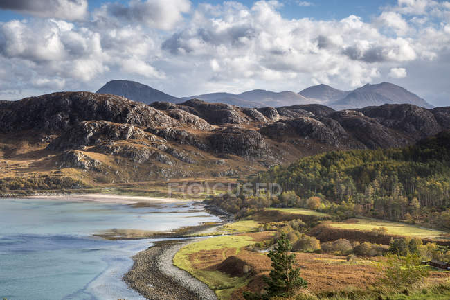 Zerklüftete Berglandschaft, laide, wester ross, Schottland — Stockfoto