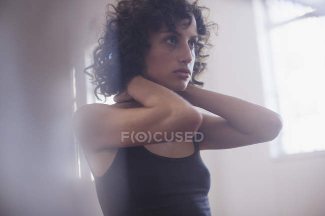 Focused young female dancer — Stock Photo