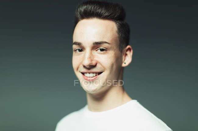 Portrait smiling, confident teenage boy — Stock Photo
