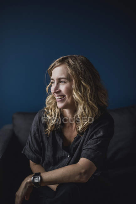 Portrait smiling, confident woman looking away — Stock Photo
