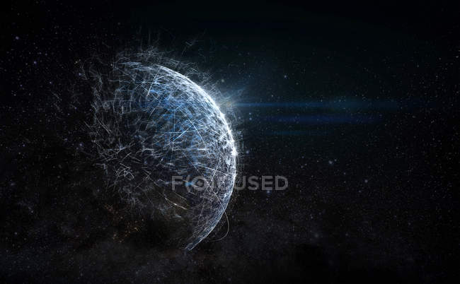 Digital erzeugte Erde mit Netzwerkverbindung — Stockfoto