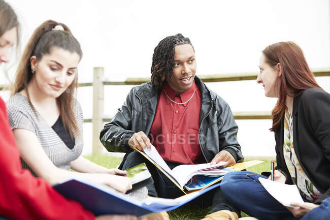 Young college students studying together — Stock Photo