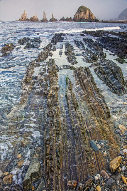 Felsiger Strand am Meer Gueira Strand Asturien Spanien — Stockfoto