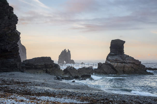 Rock formations in ocean Portizuela Beach Asturias Spain — Stock Photo