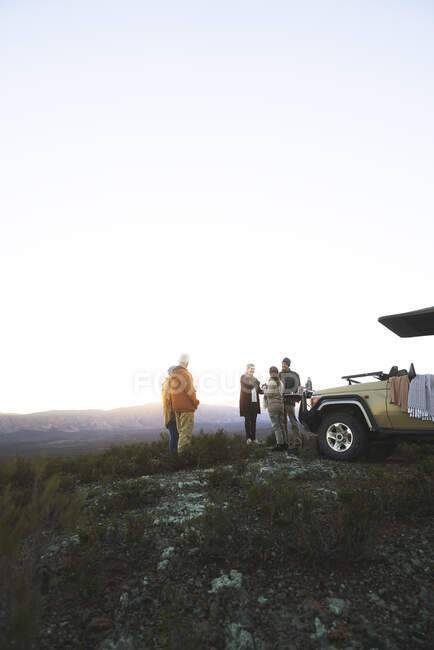 Гурт Safari tour on hill at sunrise South Africa — стокове фото