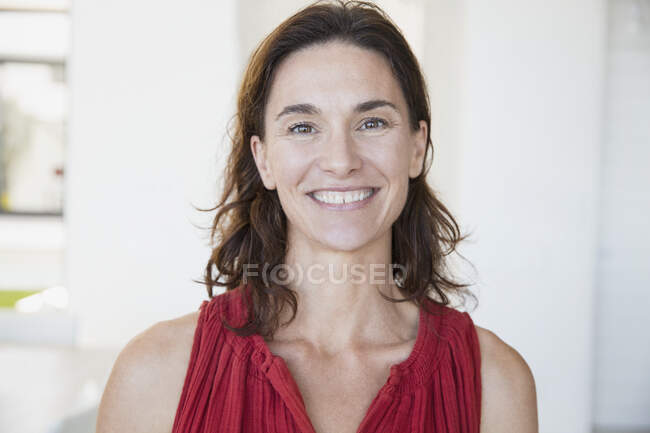 Portrait smiling, confident brunette woman — Stock Photo