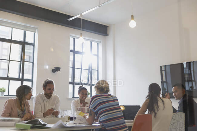 Architects talking in conference room meeting — Stock Photo