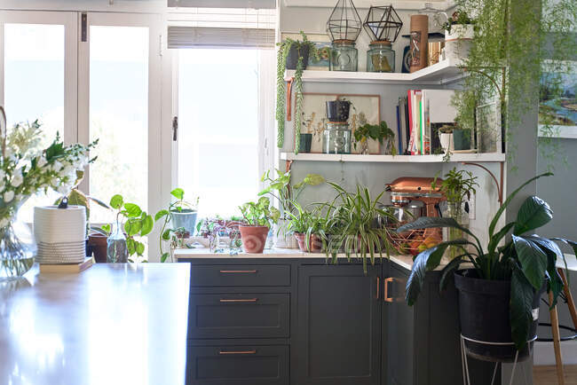 Stylish room in modern kitchen interior — Stock Photo