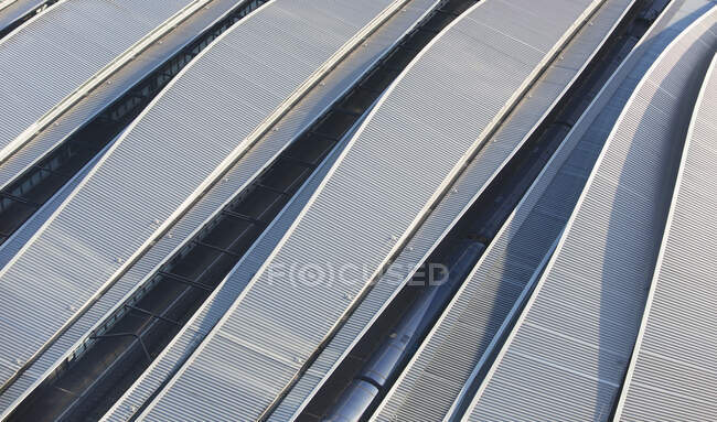 Corrugated train station rooftops — Stock Photo
