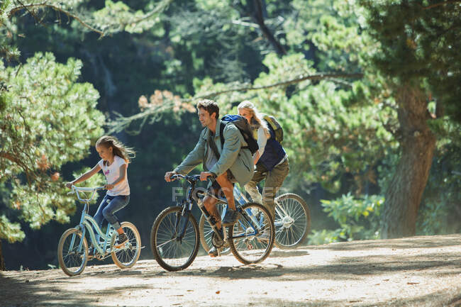 Bicicletta di famiglia nel bosco — Foto stock