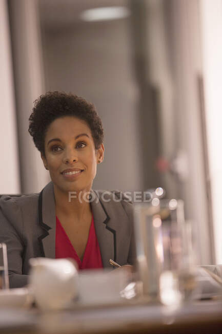 Confident businesswoman in conference room — Stock Photo
