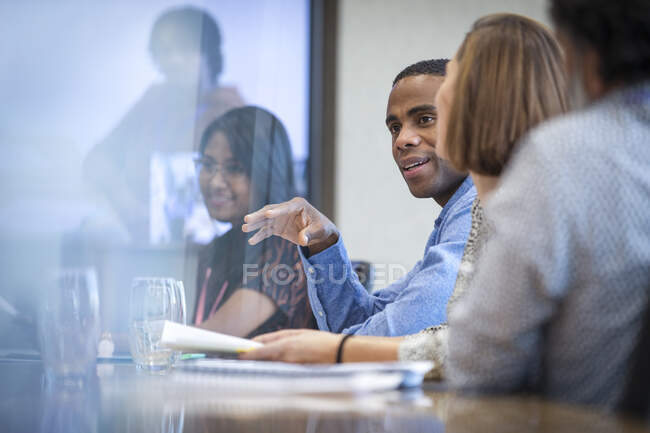 Businessman talking in conference room meeting — Stock Photo
