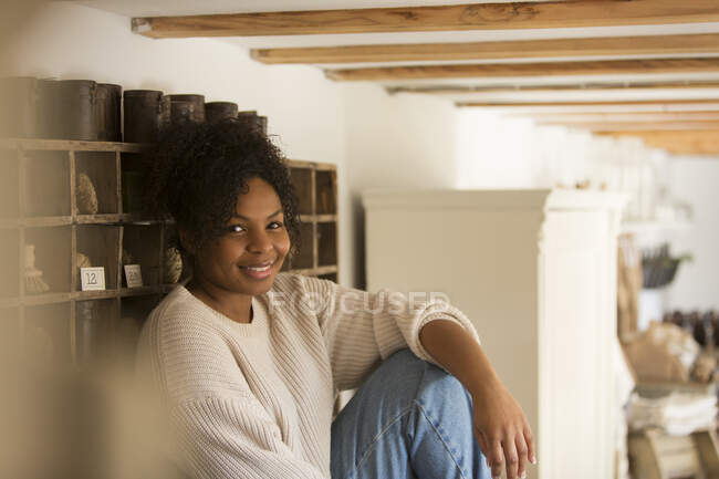 Portrait confident female shop owner — Stock Photo