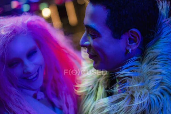 Happy stylish couple laughing — Stock Photo