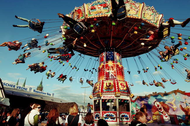 October 3, 2012. Germany, Monaco, Oktoberfest. People on carrousel. — Stock Photo