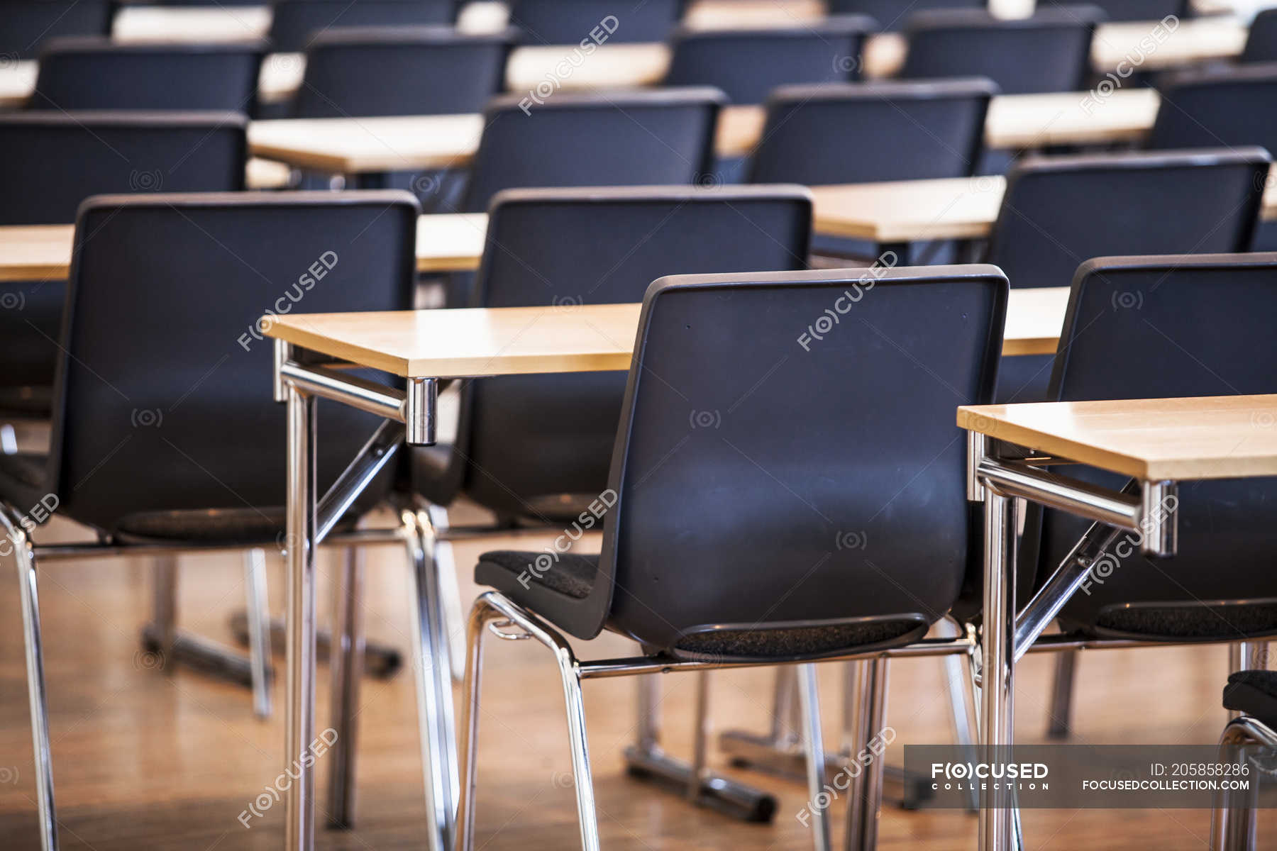 Empty Chairs Arranged In Lecture Hall Scandinavia Horizontal