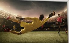 Fußballspiel-Moment mit Torwart — Stockfoto