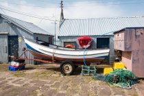Regno Unito, Scozia, Highland, Cromarty, barca su rimorchio, Porto di Cromarty, Isola Nera — Foto stock