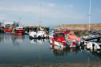 Regno Unito, Scozia, Highland, Cromarty, Porto di Cromarty all'Isola Nera, porto con barche ormeggiate — Foto stock