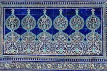Узбекистан, Хорезмская область, Шива, орнаменты на голубой стене — стоковое фото