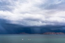 Peru, Puno, Lake Titicaca view in stormy weather day — Stock Photo
