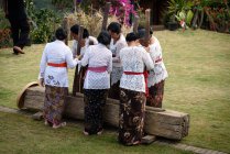 KABUL BULELENG, BALI, INDONESIA - 17 DE AGOSTO DE 2015: Mujeres vestidas con ropa tradicional en la Competencia de Lucha contra el Arroz - foto de stock