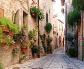 Italy, Umbria, Spello, alley in old town Spello — Stock Photo