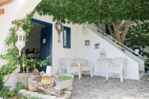 Greece, Crete, Lutro, terrace of house in Lutro — Stock Photo