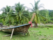 Thailand, chang wat phang-nga, tambon khuekkhak, Holzboot an Land in talaenok — Stockfoto
