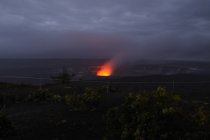USA, Hawaii, active Kilauea volcano crater glowing at night — Stock Photo