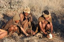 Namibia, Ghanzi Trail Blazers, Morning, Bush Walk, Bushmen, Water Vessel, Making Fire, Fire Pit, Wild Dog Safari — Stock Photo