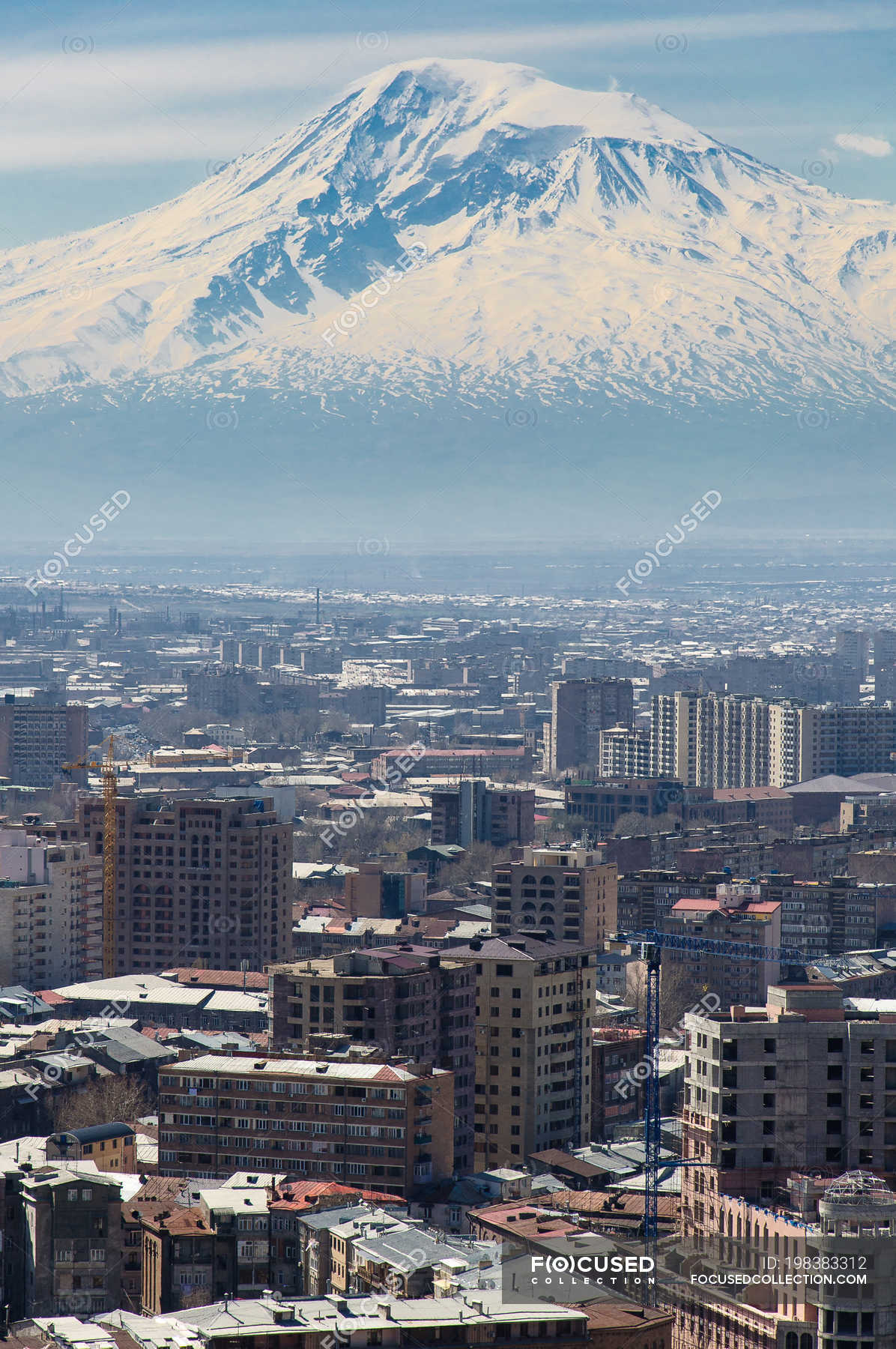 Armenia, Yerevan, Kentron, view from the cascade to Ararat and
