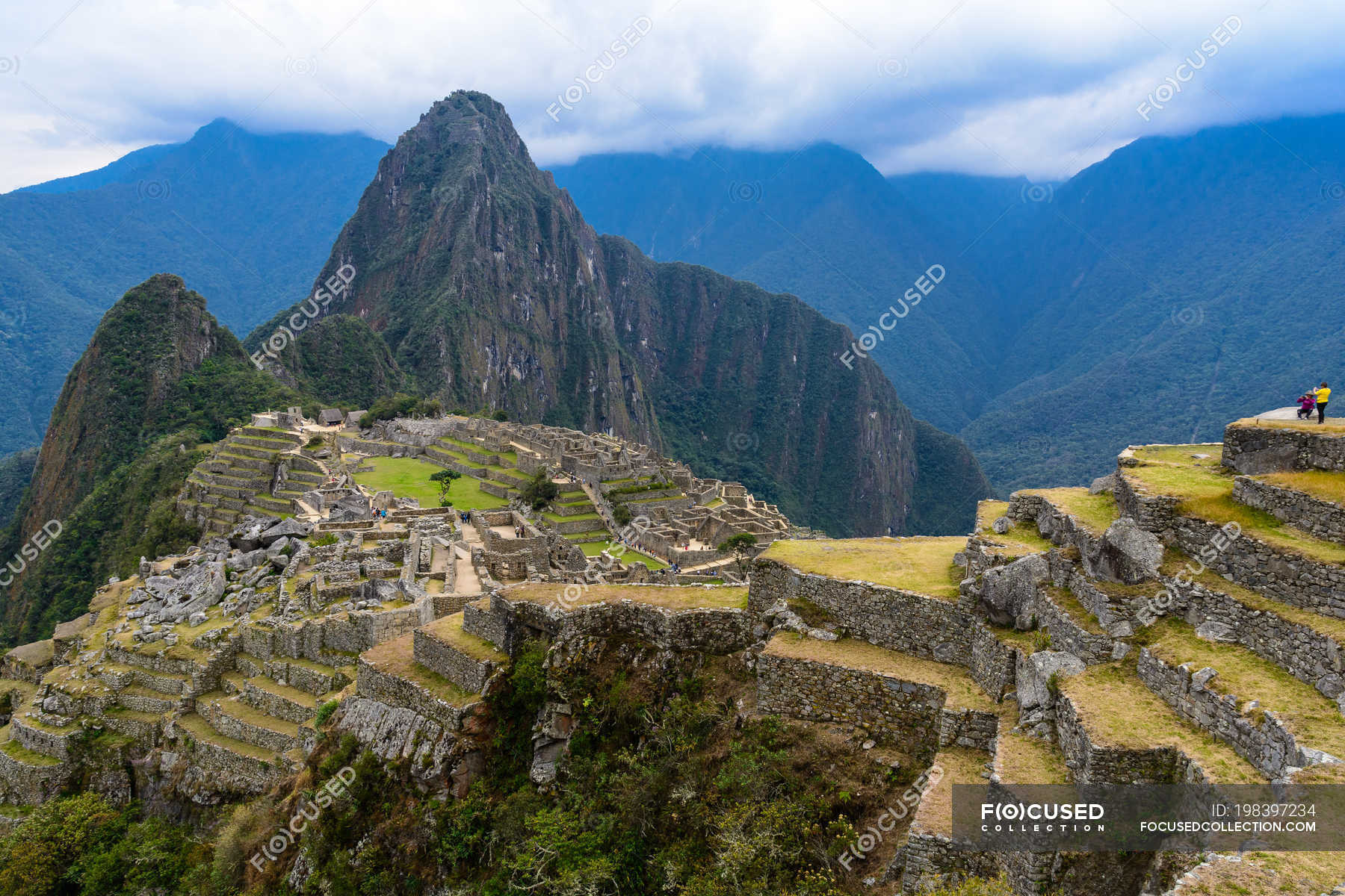 Peru, Cusco, Urubamba, Scenic view of Machu Picchu is a UNESCO world ...