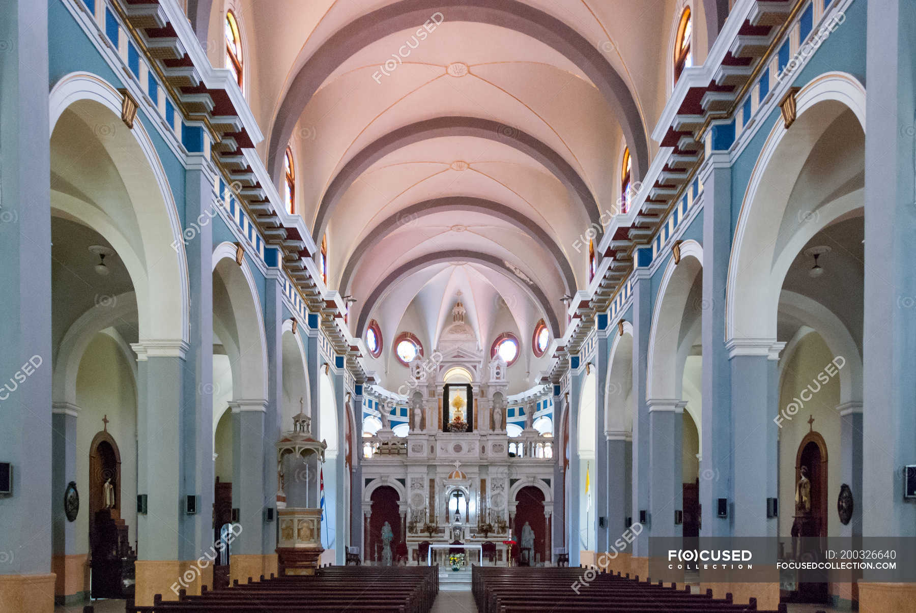 Cuba, Santiago de Cuba, El Cobre, Basilica del Cobre in the interior of ...