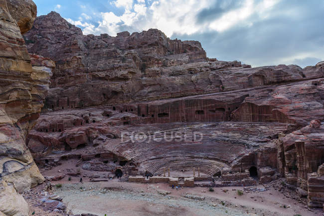 Jordan, Ma'an Gouvernement, Petra District, The legendary rock city of Petra, scenic aerial rocky landscape — Stock Photo