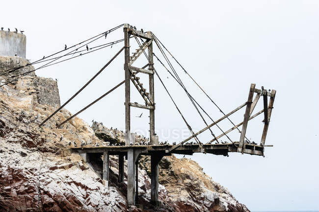 Острова Фастас с мостом в качестве места размножения бесчисленных морских птиц, Ика, Перу — стоковое фото