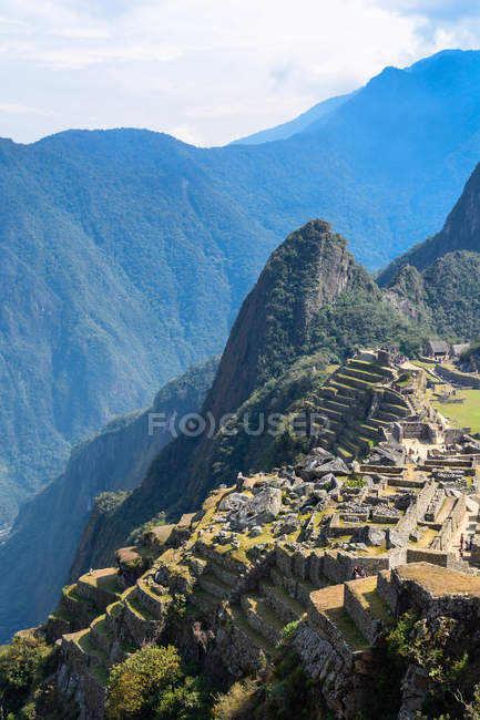 Peru, Cusco, Urubamba, vista panorâmica de Machu Picchu é um patrimônio mundial da UNESCO — Fotografia de Stock
