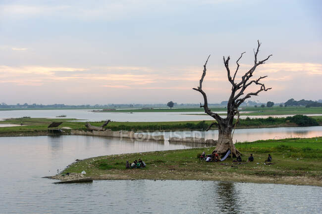 Myanmar (Birmania), regione di Mandalay, Amarapura, ponte ad U, Amarapura — Foto stock
