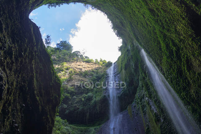 Indonesia, Java Timur, Pasuruan, Air Terjun Madakaripura, Waterfall bottom view — стокове фото